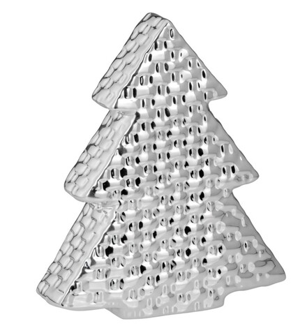 Dísz, Hermann Bauer, Christmas Tree big, 16.3 x 5 x 20 cm, porcelán, ezüstszín