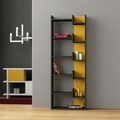 Biblioteca Oppa, Decortie, 60.5x22x163 cm, gri/galben mustar