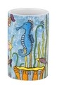 Suport periute si pasta de dinti, Wenko, Ocean Life, 6.5 x 11 x 6.5 cm, ceramica, multicolor