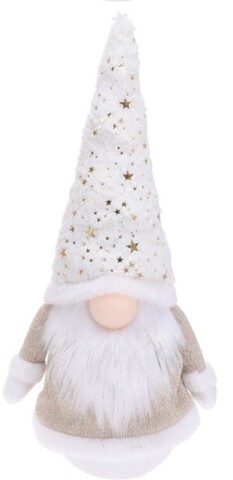 Gnome w hat w stars Fénydekoráció, 17x13x43 cm, poliészter, rózsaszín