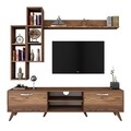 Comoda TV cu 3 rafturi de perete M16 - 262, Wren, 180 x 35 x 48.6 cm/90 cm/133 cm, walnut