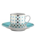 6 csésze + 6 tányér készlet, Kutahya Porselen, RU12KT430769714, 50 ml, porcelán, fehér / türkiz