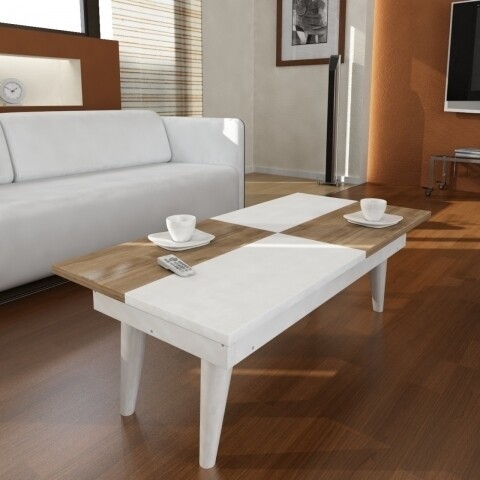 Masuta pentru living, Wooden Art, Castrum White Walnut, 90x44x30 cm