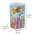 Suport periute si pasta de dinti, Wenko, Ocean Life, 6.5 x 11 x 6.5 cm, ceramica, multicolor