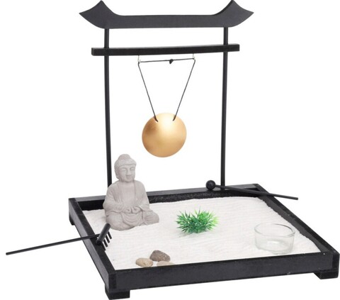 Buddha zen garden Gyertyatartó, 10 darabos, 12x15x16.5 cm, MDF, fekete