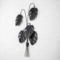 Decoratiune de perete, Monstera, Metal, Dimensiune: 60 x 100 x 12 cm, Negru