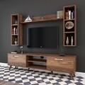 Comoda TV cu 3 rafturi de perete M5 - 240, Wren, 180 x 35 x 48.6 cm/90 cm/133 cm, walnut