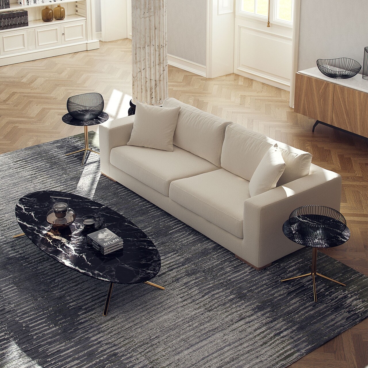 Davos kanapé, ndesign, 2 személyes, 200x100x82 cm, fa, krémszín