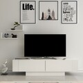 Matera TV Komód és 2 db Fali polc, Zena Home, 150x31.5x41.6 cm, fehér