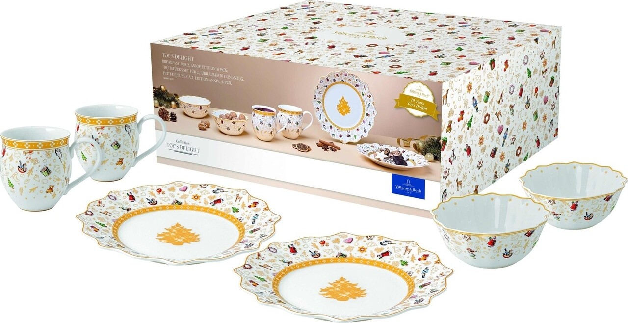 Reggeli 2 Fő Részére, Villeroy & Boch, Toy's Delight Anniversary, 6 Db, Prémium Porcelán