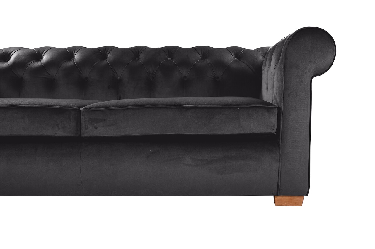 Oxford Chesterfield Kihúzható Kanapé, 88x216x75 Cm, 3 Személyes, Grafit Szürke