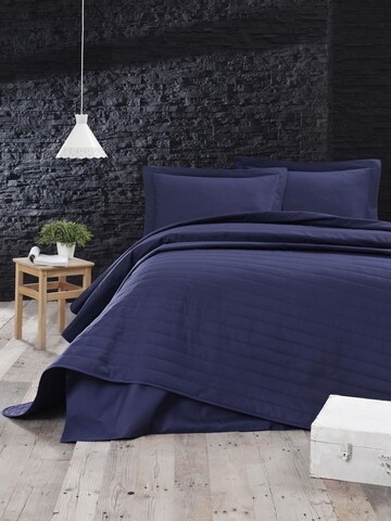 Cuvertura de pat dubla, EnLora Home, Monart - Dark Blue, 65% bumbac, 35% poliester, 90 gr/m², 220x240 cm, bleumarin