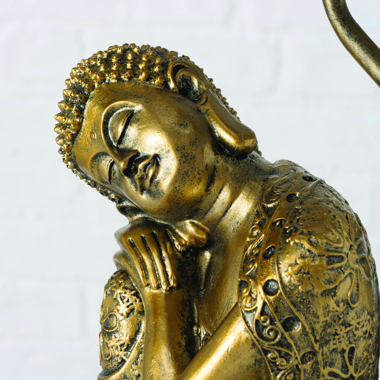 Buddha Asztali Lámpa, Boltze, 24x48 Cm, 1 X E27, 40W, Poligyanta, Aranyszín