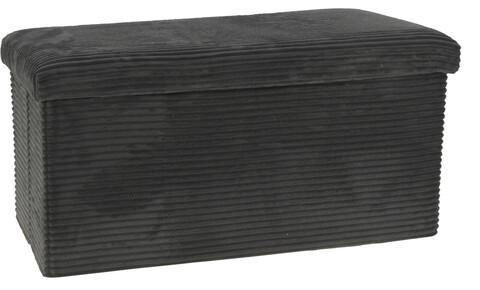 Ottoman Pad tárolóhellyel, Excellent Houseware, 76x40x38 cm, max 160 kg, velúr, antracit szürke