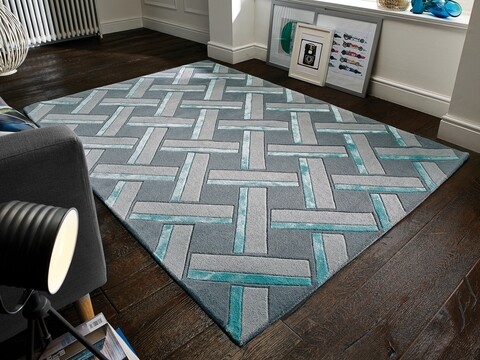 Parquet Grey Duck Egg Kézzel készített szőnyeg, Flair Rugs, 160 x 230 cm, gyapjú, színes