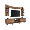 Comoda TV cu 3 rafturi de perete M23 - 276, Wren, 180 x 35 x 48.6 cm/90 cm/133 cm, walnut