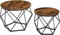 Set 2 masute de cafea Vasagle Geometric Round, Ø50 x 40 cm, PAL/otel, maro rustic