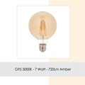 Sage LED Izzó, G95 Gün Işığı Amber, 7 W, 3000K, 720 Lm, üveg