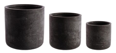 Cylindrical 3 db Kültéri virágcserép, Bizzotto, Ø51 x 49 cm, üvegszál és agyag, szürke