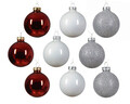 Baubles 21 db Válogatott díszgömb, Decoris, Ø7 cm/Ø6 cm/Ø5 cm, üveg, fehér/piros