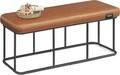 Bancheta Vasagle Ekho, 120 x 40 x 45 cm, max 300 kg, piele ecologica/otel, caramel