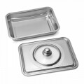 Tava pentru cuptor cu capac, 35 x 26 x 7 cm, inox, argintiu