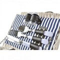 Cos de picnic pentru 4 persoane, DKD Home Decor, 40 x 40 x 42 cm  , rachita, albastru/alb