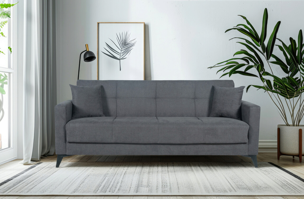 Bedora Fabio Kihúzható kanapé, 3 személyes, 215x82x92 cm, világosszürke