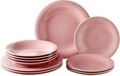 Asztali készlet 12 darab, Like Villeroy & Boch, Color Loop Rose, prémium porcelán, rózsaszín