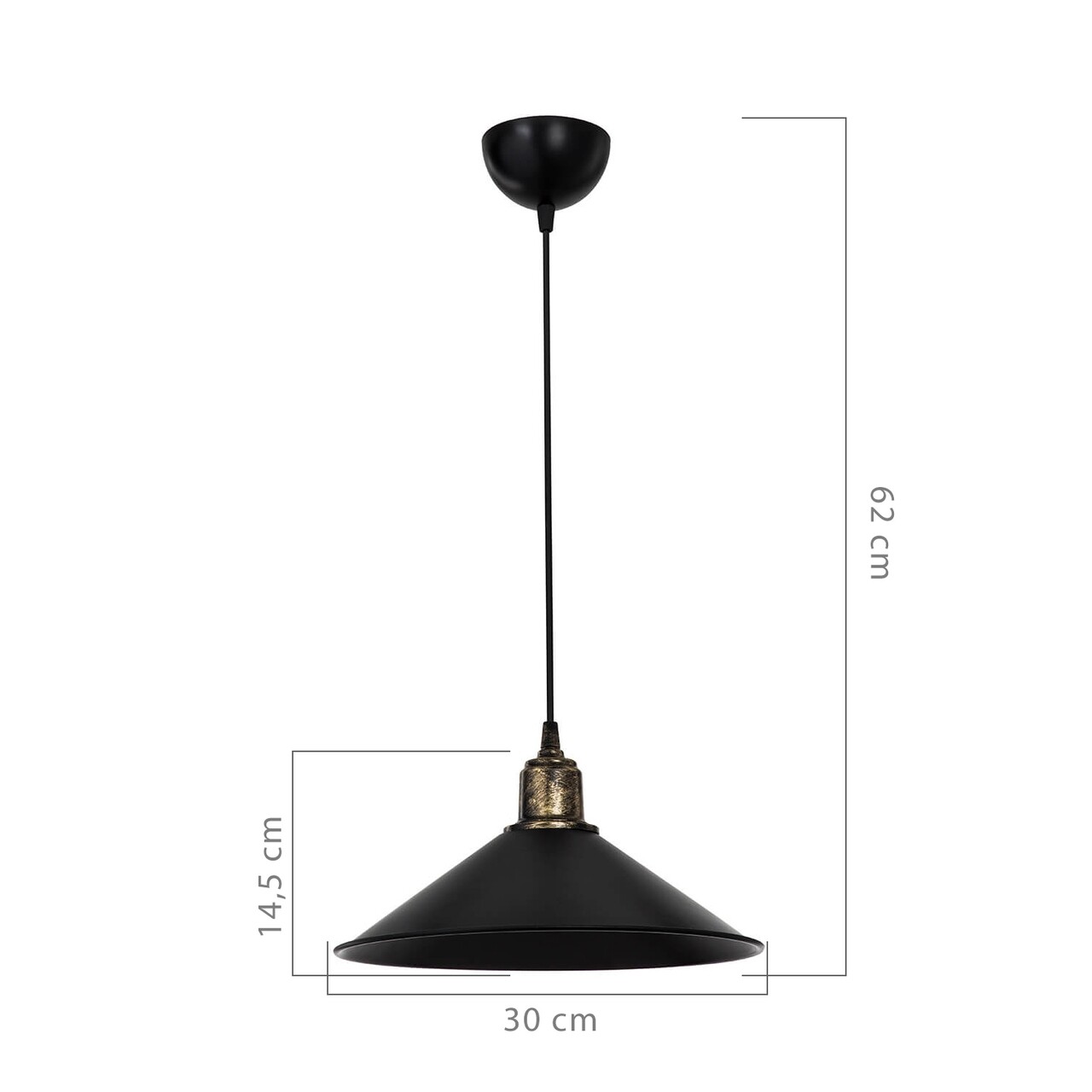 Siyah Antik Csillár, MDL.4156, Squid Lighting, 30x62 Cm, 60W, Antik / Fekete