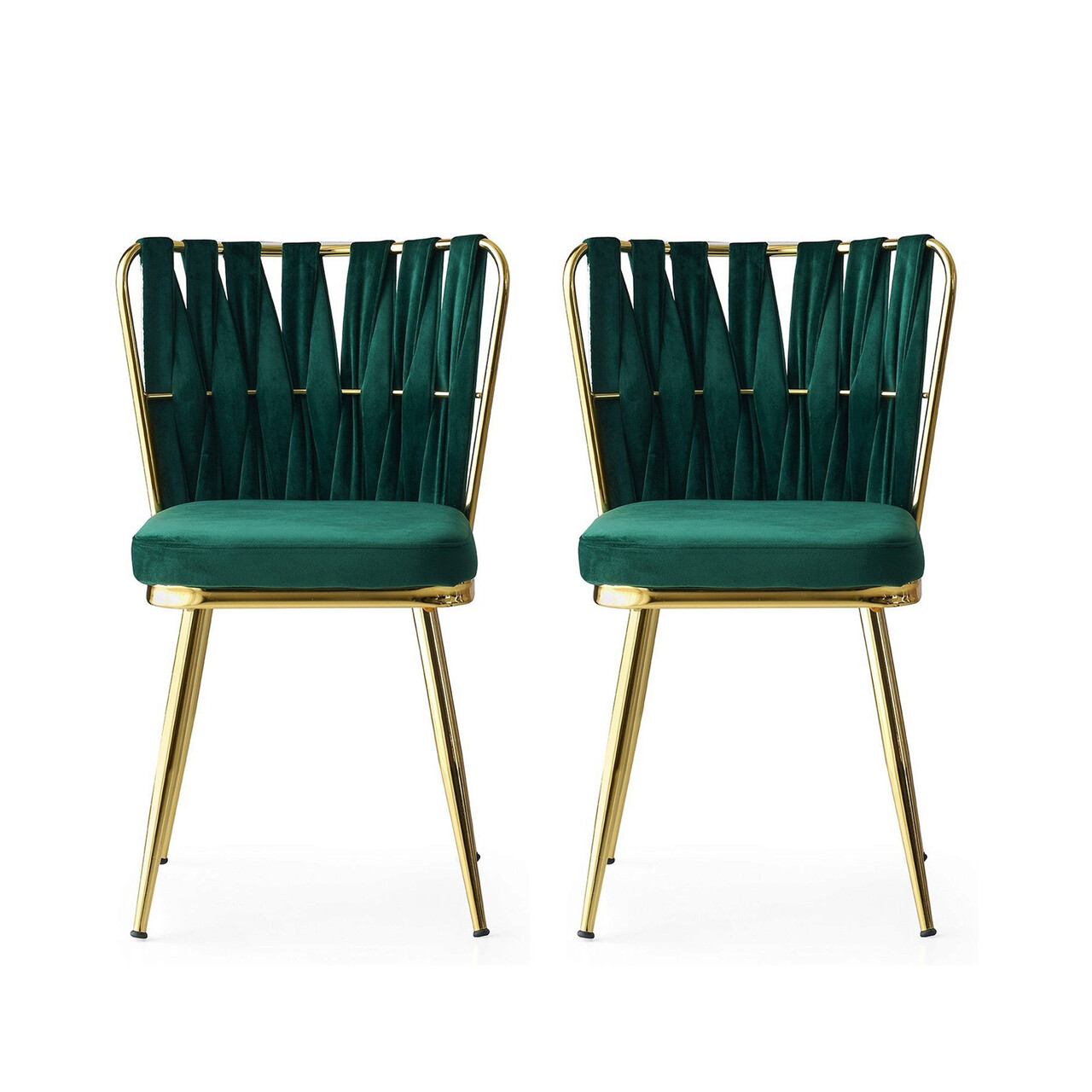 Set scaune 2 piese, nmobb , kuşaklı, metal, aur/verde