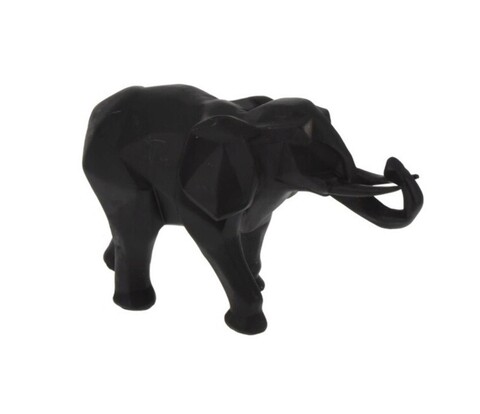 Decoratiune Elephant Geometric, 25x9x15 cm, polistone, negru