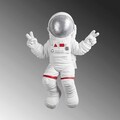 Decoratiune, Peace Sign Astronaut, 35x47x10 cm, Poliester, Alb/Gri