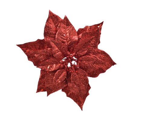 Poinsettia w glitter Dísz, Decoris, 23x7 cm, műanyag, piros