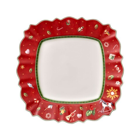 Villeroy & Boch Lapostányér, Toy's Delight Red, 28 x 28 cm, prémium porcelán