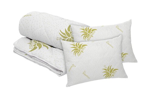 Aloe Vera Essence Szett 2 db mikroszálas párna 50x70 cm és steppelt paplan 350g/nm, 200x220 cm