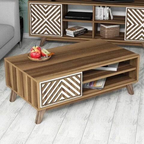 İnci Walnut Dohányzóasztal, Hommy Craft, 105x60x38,2 cm, mogyoró<br />fehér