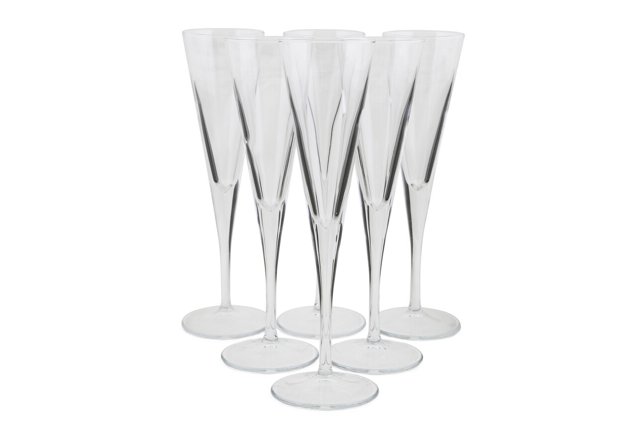Fiore, Pasabahce, 6 pohár pezsgős készlet, 24 x 7,5 x 7,5 cm, üveg, átlátszó