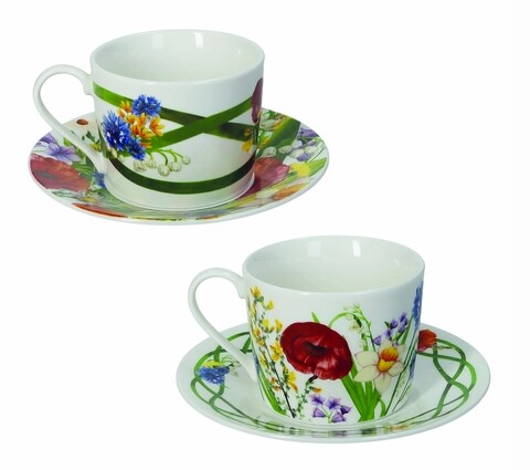 Fiori Di Campo 2 db Teás csésze kistányérral, Brandani, 150 ml, New Bone China porcelán