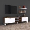 Comoda TV cu 2 rafturi de perete A4 - 180, Wren, 150 x 30 x 43.7 cm/50 x 15 x 13 cm, white/walnut