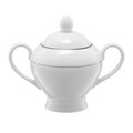 Cukortartó fedővel Aura Silver, Ambition, porcelán, 300 ml, fehér