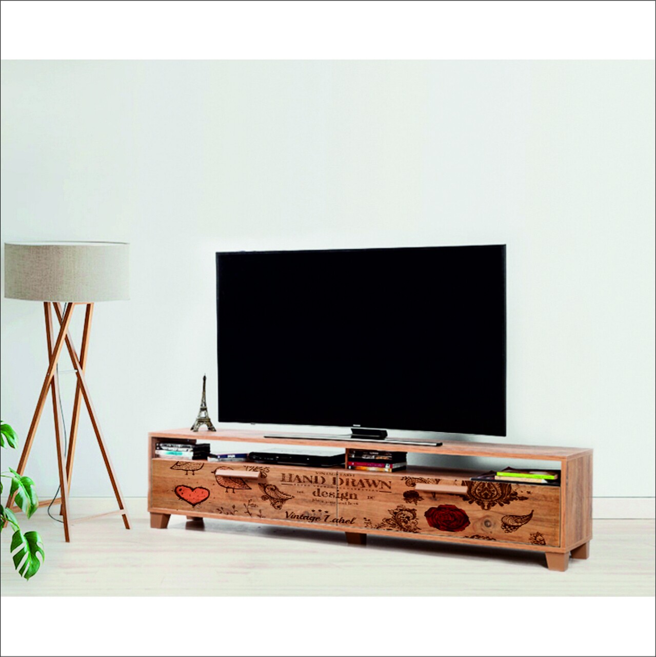 Comoda TV Box Retro 180, Vella, 180x35x41 cm, multicolor