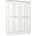 Dulap pentru haine Ravenna 4 Kapili White, Talon, 140 x 47.2 x 194 cm, alb/auriu