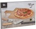 Pizza vágódeszka és kés 43x30x1.5 cm, bambusz