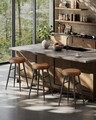 Set 2 scaune de bar Ekho, Vasagle, 49.5 x 49.5 x 63 cm, otel/piele ecologica, maro