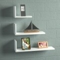 Set 3 rafturi pentru perete, Wooden Art, Atlas White