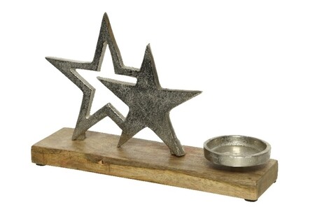 Star Gyertyatartó, Decoris, 27x7x17 cm, alumínium