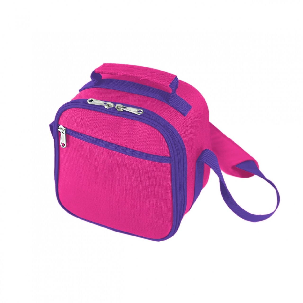 Pink Hőszigetelt táska és ételtároló , 12.5 x 20 x 20 cm, műanyag/poliészter/PEVA, rózsaszín/kék
