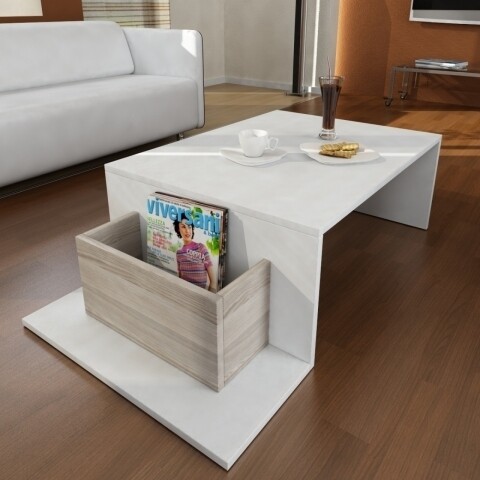 Masuta pentru living, Wooden Art, Pot White Cordoba, 106.8x32x60 cm