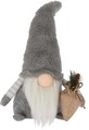 Gnome w bag Fénydekoráció, H38 cm, plüss, szürke